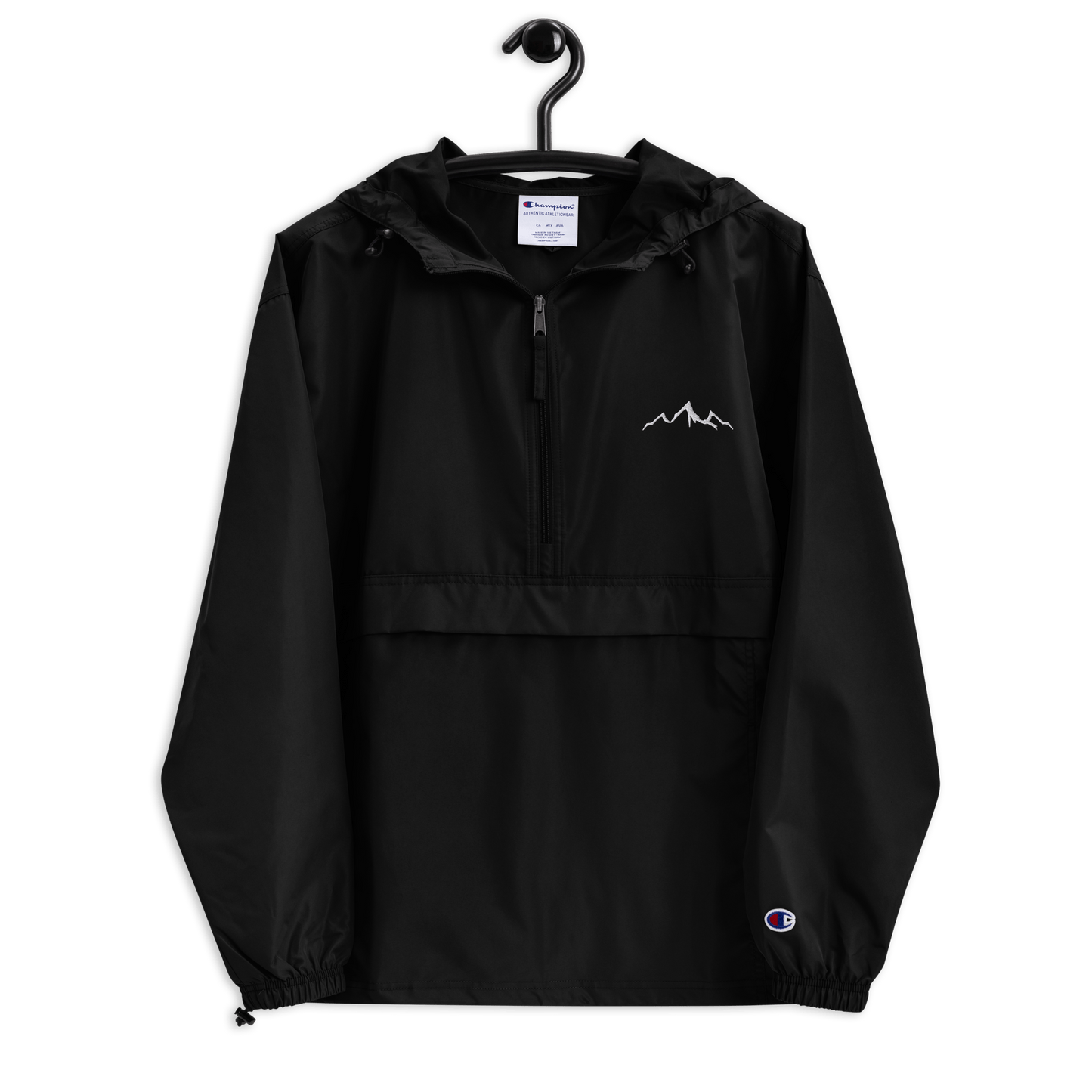 Embroidered Rain Jacket - Black