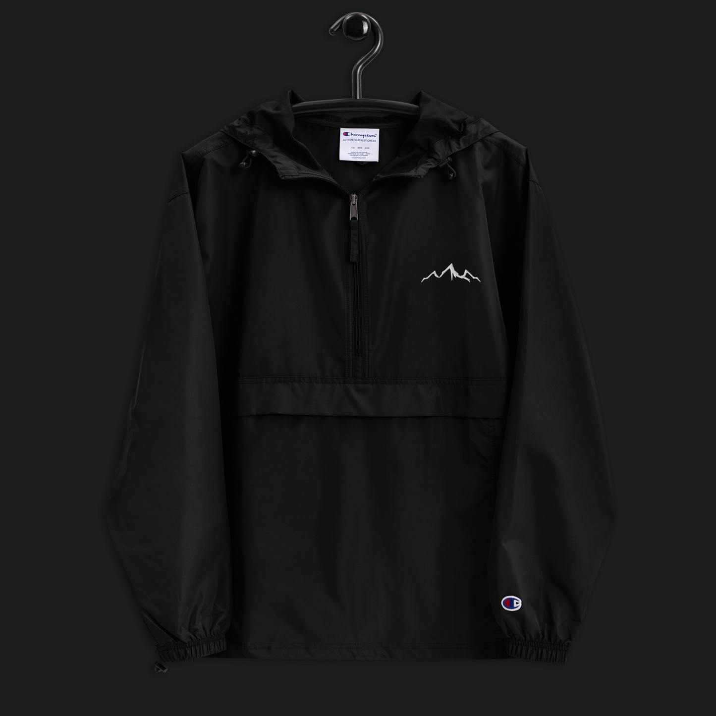 Embroidered Rain Jacket - Black