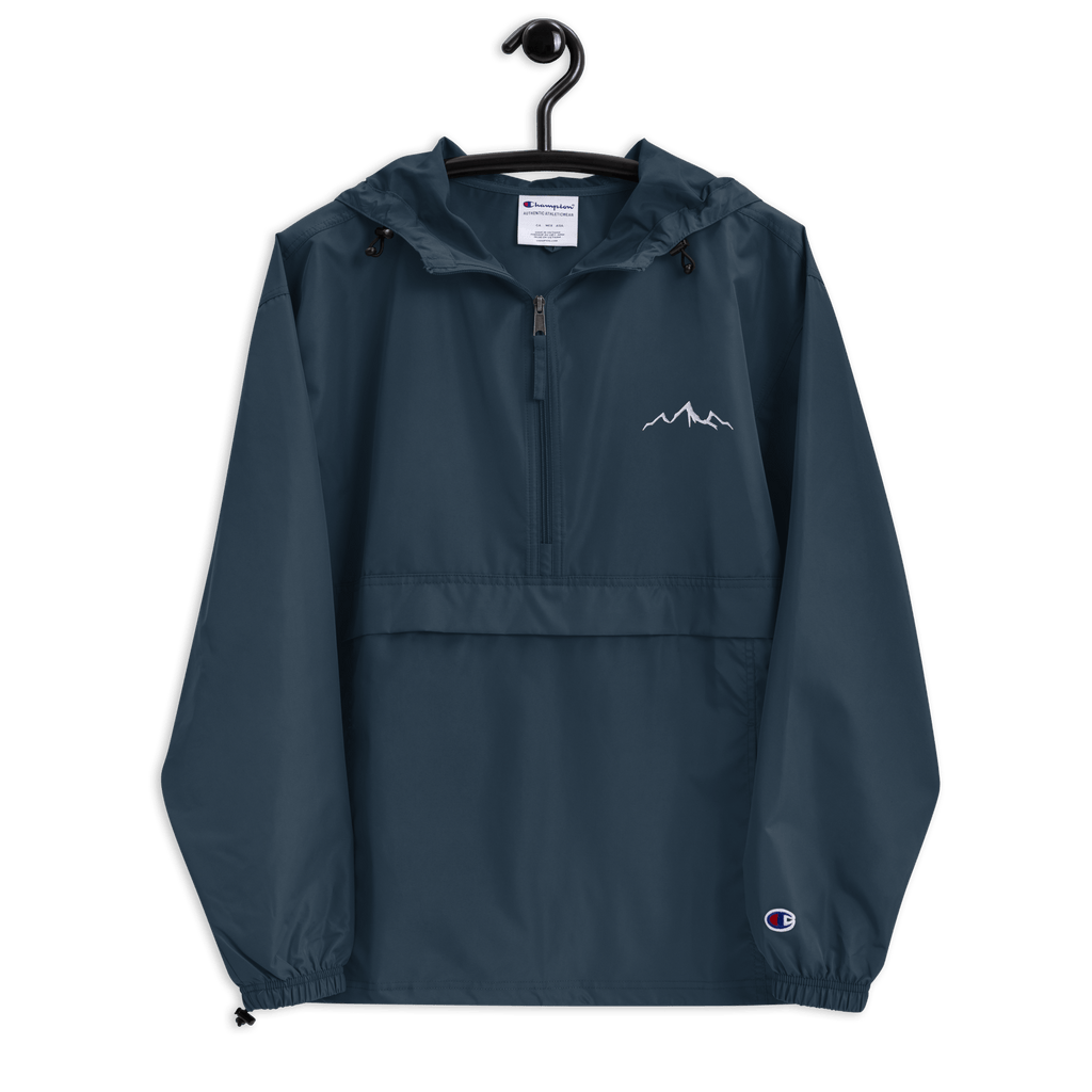 Embroidered Rain Jacket - Steel Blue